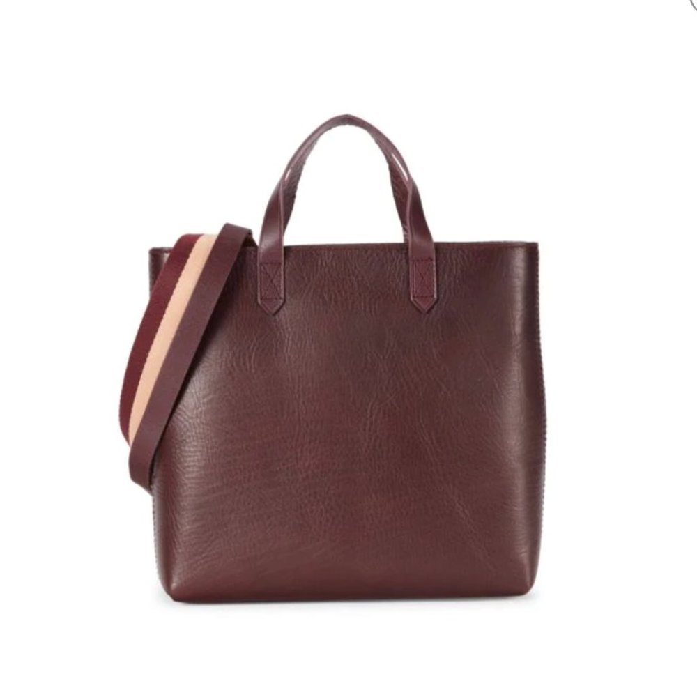 Inset Zip Transport Leather Crossbody Bag